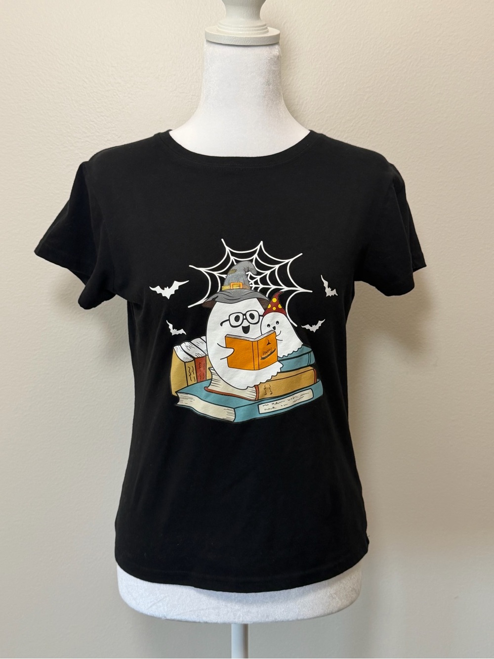 Black Halloween Ghost Graphic Tee